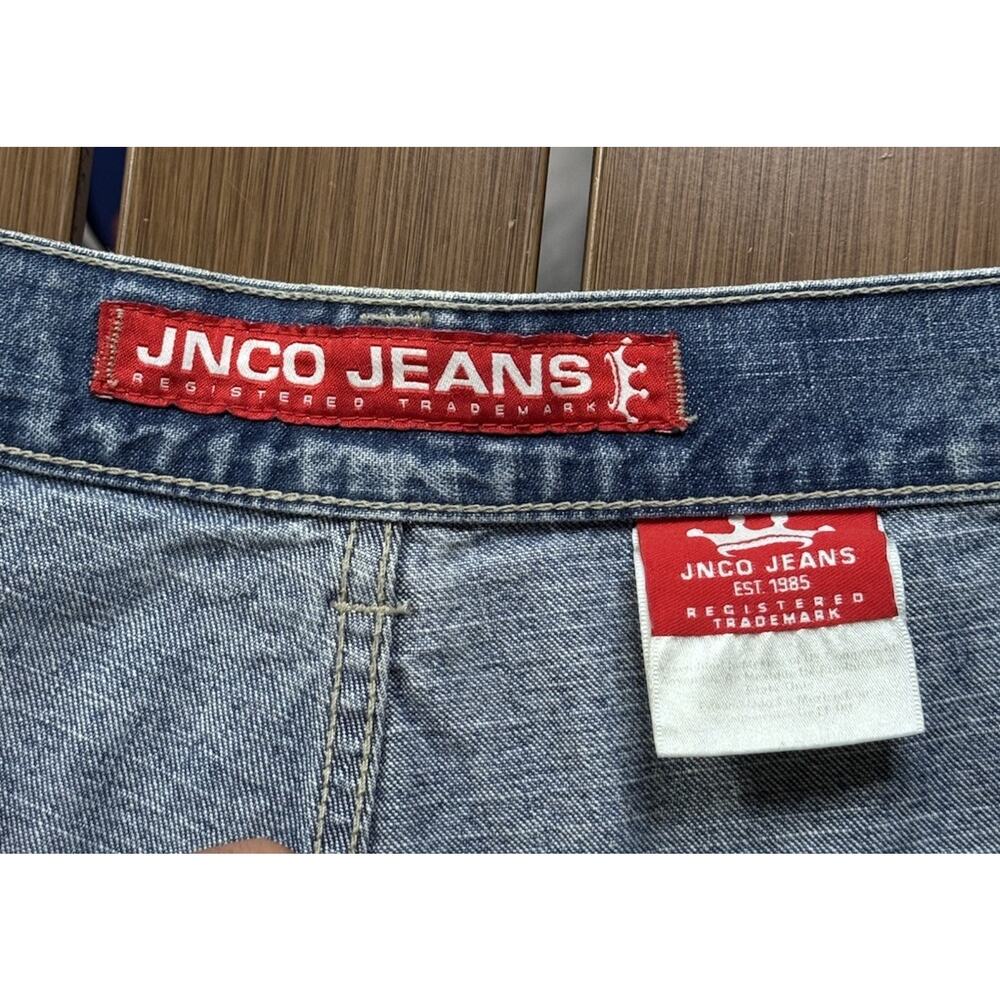 Rare JNCO denim shorts mens size size 38 Y2K dragon design embroidery baggy - Picture 7 of 14